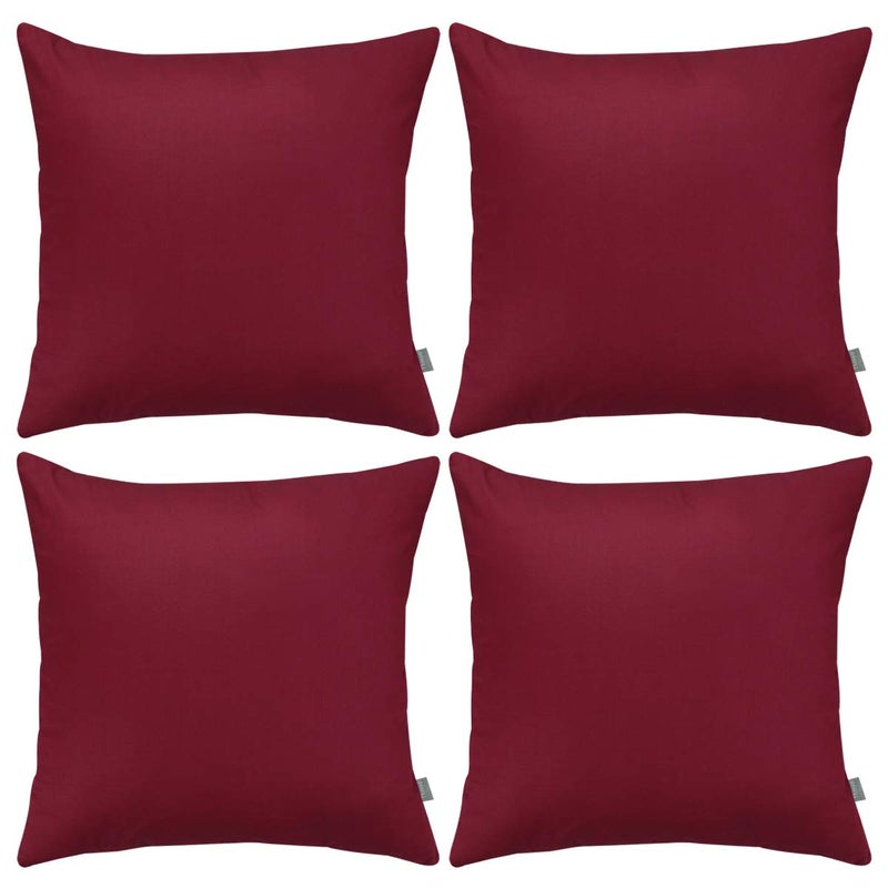 Thmyo 4-Pack 100% Cotton Comfortable Solid Decorative Throw Pillow Case Christmas Square Cushion Covers Pillowcases DIY Throw Pillow Covers for Sofa Bed Car(18x18 inch/45x45cm,Wine Red) - Image 1